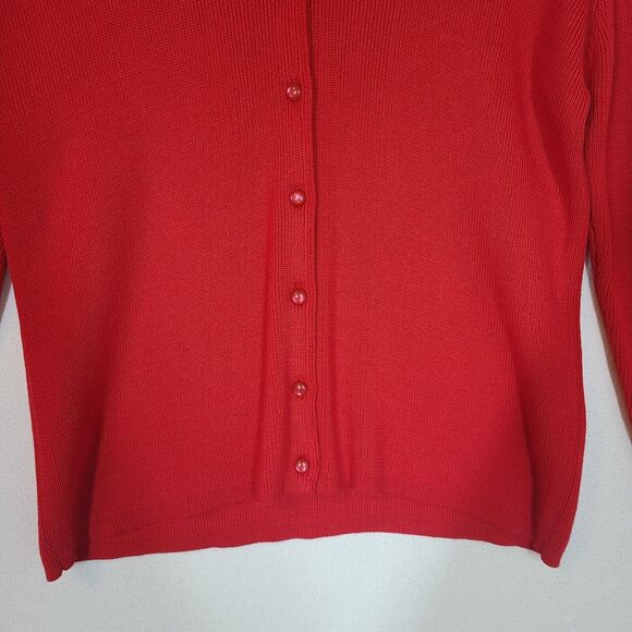 3 for $30 -Vtg Kikit Red Sweater Cardigan Animal Print Faux Fur Removable Collar - Picture 3 of 8